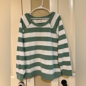 Maurices Striped Green & White Long Sleeve Top, XXL